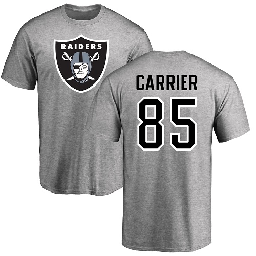 Men Oakland Raiders Ash Derek Carrier Name and Number Logo NFL Football #85 T Shirt->nfl t-shirts->Sports Accessory